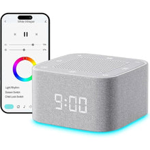 Load image into Gallery viewer, Sound Machine Alarm Clock for Baby Adult, 32 Soothing Sounds White Noise Machine, Night Lights Bluetooth Speaker, APP Control Noise Machine with Dimmable Clock for Kids Teens
