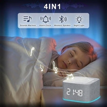 Load image into Gallery viewer, Sound Machine Alarm Clock for Baby Adult, 32 Soothing Sounds White Noise Machine, Night Lights Bluetooth Speaker, APP Control Noise Machine with Dimmable Clock for Kids Teens
