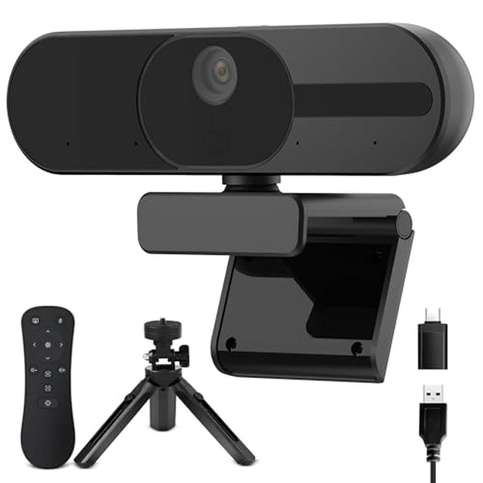 4K Webcam with Speaker and 4 AI Noise-Cancelling Mics, Wide Angle PC Cameras with Remote, Auto Focus, Privacy Cover, Tripod, Great for Computer, Zoom, Skype, Teams, Laptop, Personal Video Calling