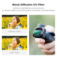 Load image into Gallery viewer, K&amp;F Concept Magnetic Wide Angle Lens &amp; Effect &amp; ND &amp; CPL Filter Set Compatible with DJI Osmo Pocket 3, 4 Pack Wide-Angle Lens CPL Black Diffusion 1/4 ND2-32 Filters, HD Optical Glass/Multi-Coated
