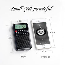 Load image into Gallery viewer, YOFITS YF39 Portable FM AM Radio with Bluetooth, Voice Recording, TF Card Support, Stable Signal Reception, LED Emergency Light, Compact Design for Home and Outdoor Use(Black)
