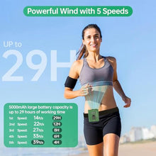 Load image into Gallery viewer, CHARMP? Waist Clip Fan - 5000mAh Rechargeable Portable Personal Fan, 39ft/s Ultra-Strong Wind, 29H Runtime, 5 Speeds, LED &amp; SOS Light, for Outdoor, Camping, Hiking, Construction
