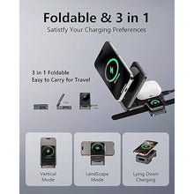 Load image into Gallery viewer, Qi2 3 in 1 Wireless Charger for Apple Devices, Qi2 15W Magnetic Foldable Wireless Fast Charger for iPhone 16/15/14/13/12, Apple Watch and AirPods
