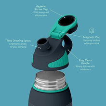 Load image into Gallery viewer, Ottle Reef Roamer Stainless Steel Water Bottle - 34 oz Insulated Flask with Leak Proof Lid, BPA free &amp; Carry Handle - Hot &amp; Cold Gym Water Bottle for Travel, Camping &amp; Sports - Halftone Flow
