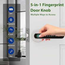 Load image into Gallery viewer, Smart Electronic Fingerprint Door Lock, Keyless Entry with Handle, Codes, APP, IC Cards, Fingerprints, Keys, for Home Bedroom Apartment (Silvery)

