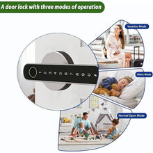 Load image into Gallery viewer, Smart Electronic Fingerprint Door Lock, Keyless Entry with Handle, Codes, APP, IC Cards, Fingerprints, Keys, for Home Bedroom Apartment (Silvery)
