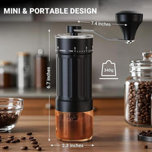 Load image into Gallery viewer, Mini Manual Coffee Grinder with CNC Stainless Steel Conical Burr &amp; 40 Adjustable Settings, Portable Hand Coffee Bean Mill with 30g Capacity &amp; Crank, Great for Travel, Camping, Espresso, Pour Over, etc
