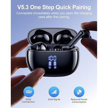 Load image into Gallery viewer, Wireless Earbuds Bluetooth Headphones, Ear Buds with Deep Bass, 40H Long Playtime, Power Display, IPX7 Waterproof in Ear Earphone with Mic for Phone Tablet Sports Workout, Black
