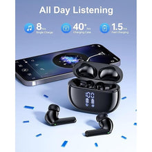 Load image into Gallery viewer, Wireless Earbuds Bluetooth Headphones, Ear Buds with Deep Bass, 40H Long Playtime, Power Display, IPX7 Waterproof in Ear Earphone with Mic for Phone Tablet Sports Workout, Black
