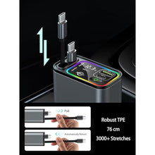 Load image into Gallery viewer, PDMAX Retractable Car Charger USB C,145W Type C Car Charger Fast Charging with Dual Retractable USB C Cable and USB Ports, Compatible with iPhone 16/15,S25/24/23/22, Pixel 9/8/7
