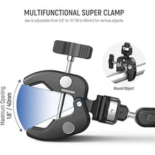 Load image into Gallery viewer, NEEWER Double Super Clamp Camera Mount with Magic Arm, NATO Interface, Cold Shoes, 1/4" Locating Holes for ARRI, Desk Studio Photography Light Stand Pole Cross Bar Umbrella Holder Clamp Mount, UA060
