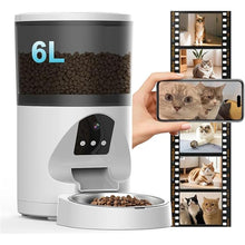 Load image into Gallery viewer, Automatic Cat Feeder with Camera, 2K HD?WiFi Remote Control Large Capacity Timed Cat Feeder 2-Way Audio for Cats and Dogs?Dry Food Dispenser,Anti-Jam Design, Dual Power Supply with APP
