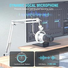 Load image into Gallery viewer, FIFINE XLR Dynamic Microphone with Boom Arm Kit for Vocal, Recording, Studio Podcast Mic Bundle with Metal Arm Stand, Tap-to-Mute, 3.5mm Headphone Jack for Streaming, Music Creation (K688W+CS1W)
