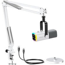 Load image into Gallery viewer, FIFINE XLR/USB Gaming Microphone Bundle with Metal Boom Arm, Dynamic RGB Mic with Mute, Gain, Monitoring for Streaming, Vocal Recording, Podcast Arm Stand for Home Studio Video Creation (AM8W+CS1W)
