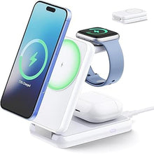 Load image into Gallery viewer, iVANKY for iPhone 16 Pro Max 3 in 1 Foldable Wireless Charging Station for MagSafe Magnetic Charger, Travel Stand Fast Charge Multiple Devices for iPhone 16/15/14/12/11/X-Apple iWatch Ultra/SE-Airpods
