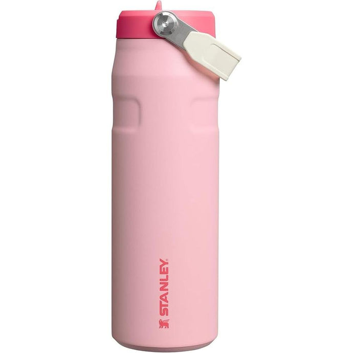 Stanley IceFlow Flip Straw 2.0 Water Bottle 24 oz | Built-In Straw for Travel and Sports | Lightweight and Leak Resistant | Insulated Stainless Steel | BPA-Free | Strawberry Cream