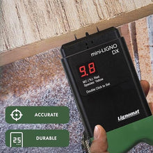 Load image into Gallery viewer, Lignomat mini-Ligno DX Moisture Meter - Wood Moisture Meter for Wood, Bamboo, Laminates, Gypsum, Drywall &amp; Different Wall Boards - Humidity Tester for Woodworking, Flooring, Restoration Projects

