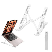 Load image into Gallery viewer, weourwe Ergonomic and Foldable Laptop Stand for Desk, Adjustable Riser, Fits All Laptops and Notebooks up to 17,Ultra-Thin,Ventilated Cooling,ABS+Silicone,Silver.
