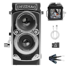 Load image into Gallery viewer, CHUZHAO Vintage Mini Digital Camera, Retro-Style Point and Shoot, 1080P Video &amp; Photo Autofocus, Portable Compact Pocket Camera with 16GB Card for Beginners Teens Adults Black
