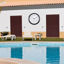 Load image into Gallery viewer, Vigorwise 15 Inch Outdoor Clock, Black Metal-Frame Outdoor Clocks Waterproof, Silent Outdoor Wall Clock for Garden Patio Pool
