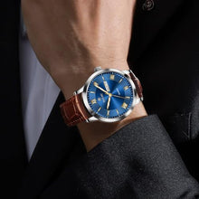 Load image into Gallery viewer, Taxau Brown Leather Men s Watch Blue Dial Casual Simple Dress Watches for Men Fashion Luxury Minimalist Mens Waterproof Watches Large Face Analog Quartz Men s Wrist Watch with Day Date
