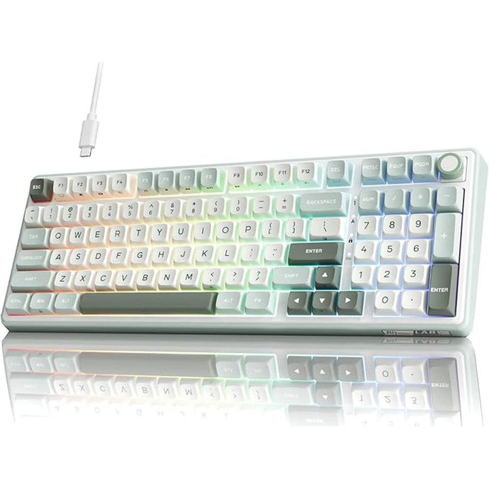 RK ROYAL KLUDGE R98 Pro Creamy Mechanical Keyboard, 96% Wired Gaming Keyboard RGB Backlit with Number Pad and Volume Knob, Gasket Mount, MDA Profile PBT Keycaps, Hot Swappable Pre-lubed Tactile Switch
