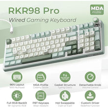 Load image into Gallery viewer, RK ROYAL KLUDGE R98 Pro Creamy Mechanical Keyboard, 96% Wired Gaming Keyboard RGB Backlit with Number Pad and Volume Knob, Gasket Mount, MDA Profile PBT Keycaps, Hot Swappable Pre-lubed Tactile Switch
