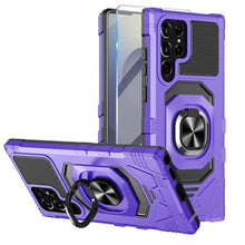Load image into Gallery viewer, Armor Case for Samsung Galaxy S25 Ultra Military Grade Shockproof Phone Case with Built-in Screen Protector, Heavy Duty Protection Metall Ring Kickstand for Samsung S25 Ultra 5G Cover (Purple)
