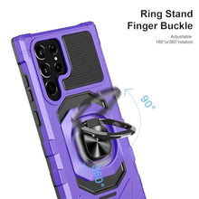 Load image into Gallery viewer, Armor Case for Samsung Galaxy S25 Ultra Military Grade Shockproof Phone Case with Built-in Screen Protector, Heavy Duty Protection Metall Ring Kickstand for Samsung S25 Ultra 5G Cover (Purple)
