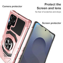 Load image into Gallery viewer, Armor Case for Samsung Galaxy S25 Ultra Military Grade Shockproof Phone Case with Built-in Screen Protector, Heavy Duty Protection Metall Ring Kickstand for Samsung S25 Ultra 5G Cover (Pink)

