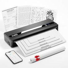 Load image into Gallery viewer, Vretti PB821 Portable Printers Wireless for Travel, A4 Portable Thermal Printer, Mobile Inkless Printer Compatible with Phone &amp; Laptop, Supports 8.5 x 11 US Letter, Fits Car Home School Office - Black
