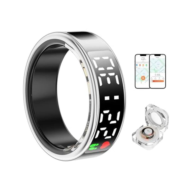 Yoidesu Smart Ring with LED Display Screen, Health Tracker Fitness Ring with APP, Compatible with iOS Android, IP68 Water Proof, Multiple Sports Modes, Heart Rate Sleep Tracker Pedometer