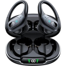 Load image into Gallery viewer, occiam Wireless Earbuds Bluetooth 5.3 Sport Headphonese with LED Charging Case, 90H Playback Sweatproof Over Ear Running Ear Buds with Earhooks Workout Earphones for iOS Android,Black
