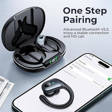 Load image into Gallery viewer, occiam Wireless Earbuds Bluetooth 5.3 Sport Headphonese with LED Charging Case, 90H Playback Sweatproof Over Ear Running Ear Buds with Earhooks Workout Earphones for iOS Android,Black

