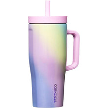 Load image into Gallery viewer, Corkcicle Cruiser Insulated Tumbler with Handle &amp; Straw, Rainbow Unicorn, 22 oz – 100% Leakproof Cupholder Friendly Water Bottle Keeps Drinks Cold 20hrs
