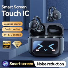 Load image into Gallery viewer, MAcnas Open Ear Clip Headphones Wireless Earbuds Bluetooth 5.4 Sports Earphones with Wireless LED Touch Screen Waterproof in Ear Earphones for Pad Tablet Laptop Android/iOS Phones (Black)
