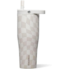 Load image into Gallery viewer, Corkcicle Go Cup XL Insulated Tumbler with Lid and Straw, 30oz Wavy Checkerboard - Neutral
