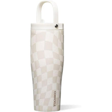 Load image into Gallery viewer, Corkcicle Go Cup XL Insulated Tumbler with Lid and Straw, 30oz Wavy Checkerboard - Neutral
