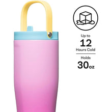 Load image into Gallery viewer, Corkcicle Go Cup XL Insulated Tumbler with Lid and Straw, Pink Pop, 30 oz – Reusable Water Bottle Keeps Beverages Cold for 12hrs – Cupholder Friendly Tumbler, Leak-Proof Design
