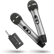 Load image into Gallery viewer, Wireless Microphones, Wireless Microphone with One-to-One Chip Connection, 40H Duration, 200 FT Distance Receiving, Semi-Metallic tube Microphone for Singing, Video Recording, YouTube, Home Party
