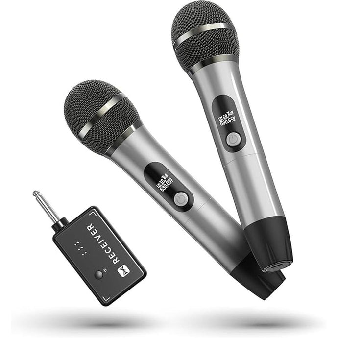 Wireless Microphones, Wireless Microphone with One-to-One Chip Connection, 40H Duration, 200 FT Distance Receiving, Semi-Metallic tube Microphone for Singing, Video Recording, YouTube, Home Party
