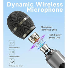 Load image into Gallery viewer, Wireless Microphones, Wireless Microphone with One-to-One Chip Connection, 40H Duration, 200 FT Distance Receiving, Semi-Metallic tube Microphone for Singing, Video Recording, YouTube, Home Party
