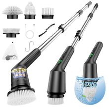 Load image into Gallery viewer, Electric Spin Scrubber for Cleaning Bathroom, Shower Scrubber Cordless Cleaning Brush with IPX7 Waterproof &amp; 2 Speed, 5 in 1 Cleaning Brush Cleaning Supplies for Shower Tub Kitchen Tile Toilet Black
