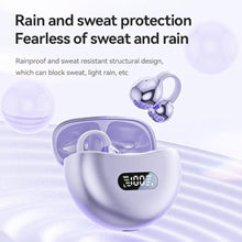 Load image into Gallery viewer, Piluyaa Clip-on Earbuds,Open Ear Earbuds Wireless Bluetooth 5.4, Lightweight Open Ear Headphones with C-Shaped Bridge,Slim Hook,60H Battery,Waterproof,for Glasses Wearers and Workouts (Purple)
