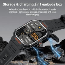 Load image into Gallery viewer, FANCHENGZI Smart Watch with Earbuds for Men, Military Watch, Answer/Make Calls, Fitness Tracker Smart Watch, Sports Fitness Tracker with Step,Calories,Sleep Monitor, for Men Dad Husband
