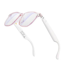 Load image into Gallery viewer, Harlafou Bluetooth Audio Smart Glasses, Smart Wireless Headphone Sunglasses for Men and Women,Built-in Mic &amp; Speakers,Magnetic Charging (White-Pink)
