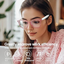 Load image into Gallery viewer, Harlafou Bluetooth Audio Smart Glasses, Smart Wireless Headphone Sunglasses for Men and Women,Built-in Mic &amp; Speakers,Magnetic Charging (White-Pink)
