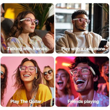Load image into Gallery viewer, Harlafou Bluetooth Audio Smart Glasses, Smart Wireless Headphone Sunglasses for Men and Women,Built-in Mic &amp; Speakers,Magnetic Charging (White-Pink)
