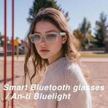 Load image into Gallery viewer, Harlafou Bluetooth Audio Smart Glasses, Photochromic Sunglasses Blue Light for Men and Women,Open Ear Sound Mic &amp; Speakers, Magnetic Charging, Color-Changing Polarized Sunglasses Lenses (White)
