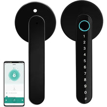 Load image into Gallery viewer, Smart Door Knob Lock - 5-in-1 Keyless Entry with Fingerprint, Keypad, APP Control, IC Cards &amp; Backup Keys | Wood Door Compatible for Bedroom, Office, Apartment

